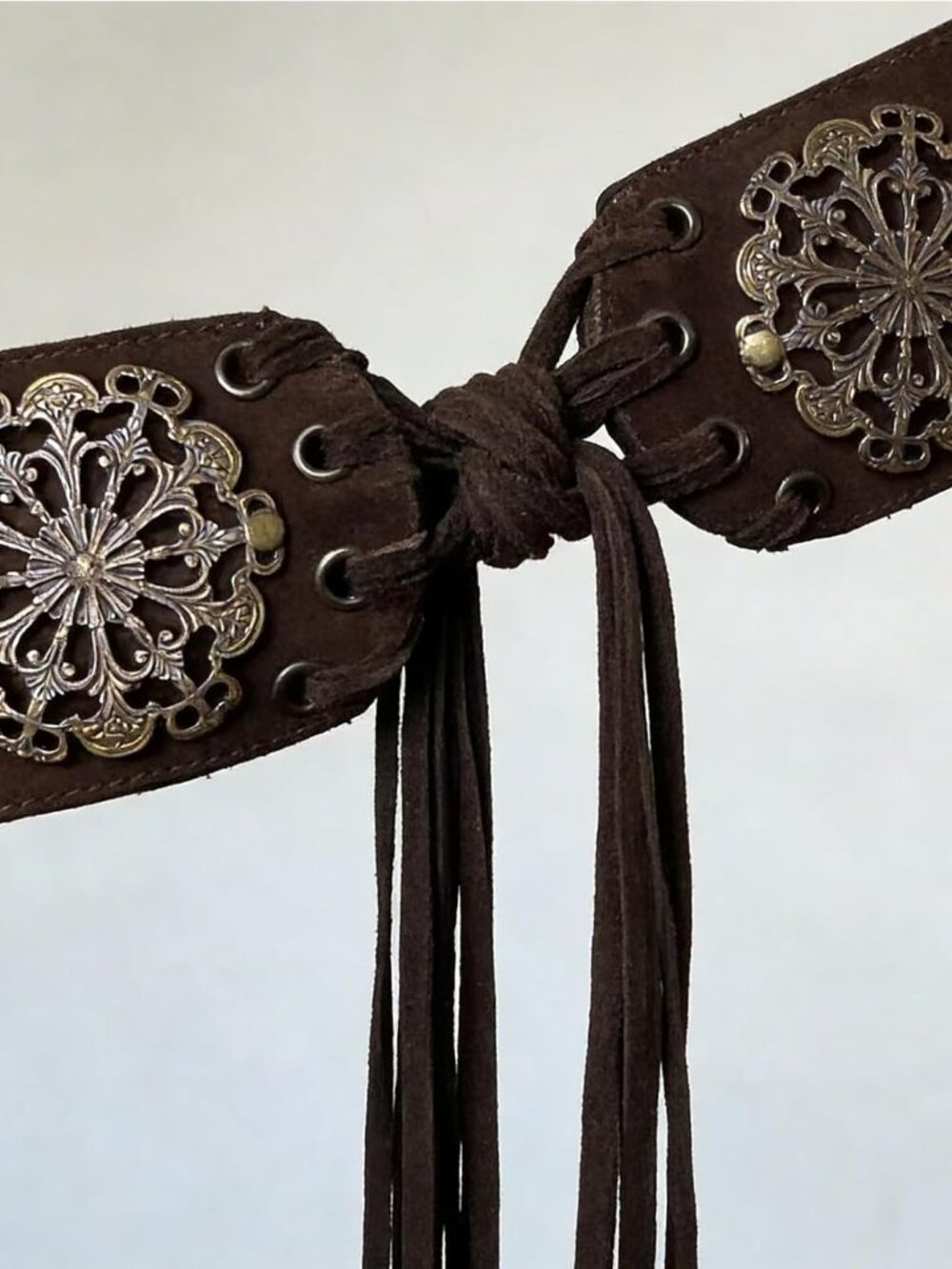 Women's Vintage Disc Renaissance-Corset-Belt 3.15" W Western Suede-Cinch-Belts w - Picture 3 of 8